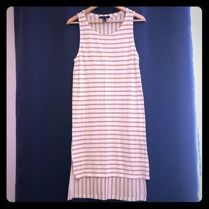 White & Beige Striped Dress.